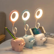 Pastel-colored decorbites elephant led table lamps with flexible necks and circular led lights for eye protection and learning