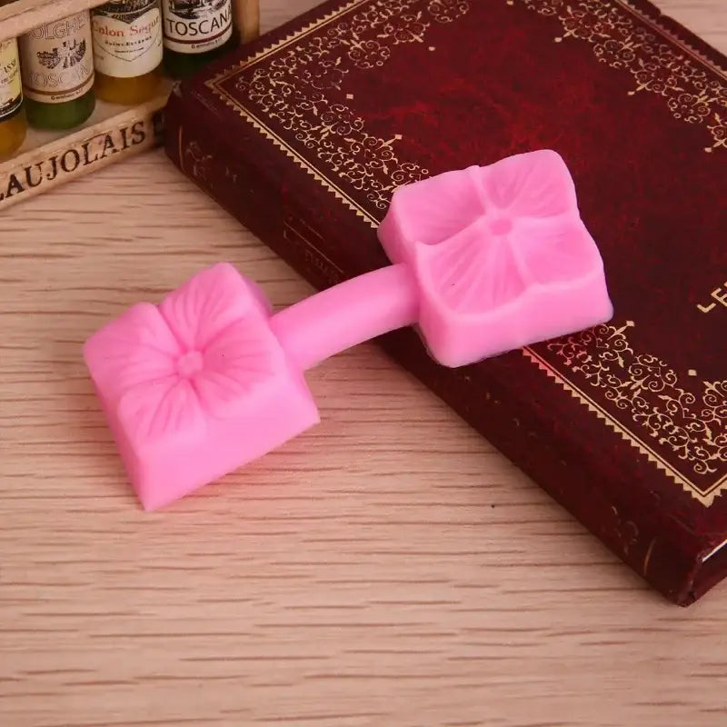 Pink silicone five petals flower mold kitchen baking tool for creating pastel petals flower shapes