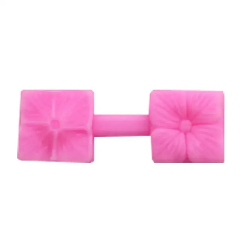 Pink silicone five petals flower dumbbell mold for kitchen baking tool with pastel five petals flower design