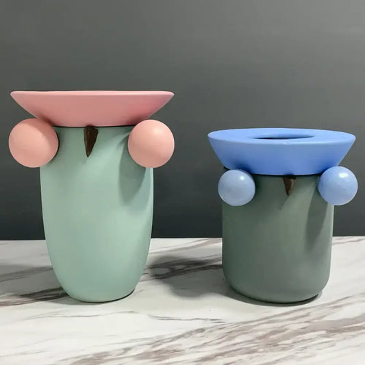 Pastel geometric ball ceramic vase with rounded tops and spherical accents for living room decorbites decor