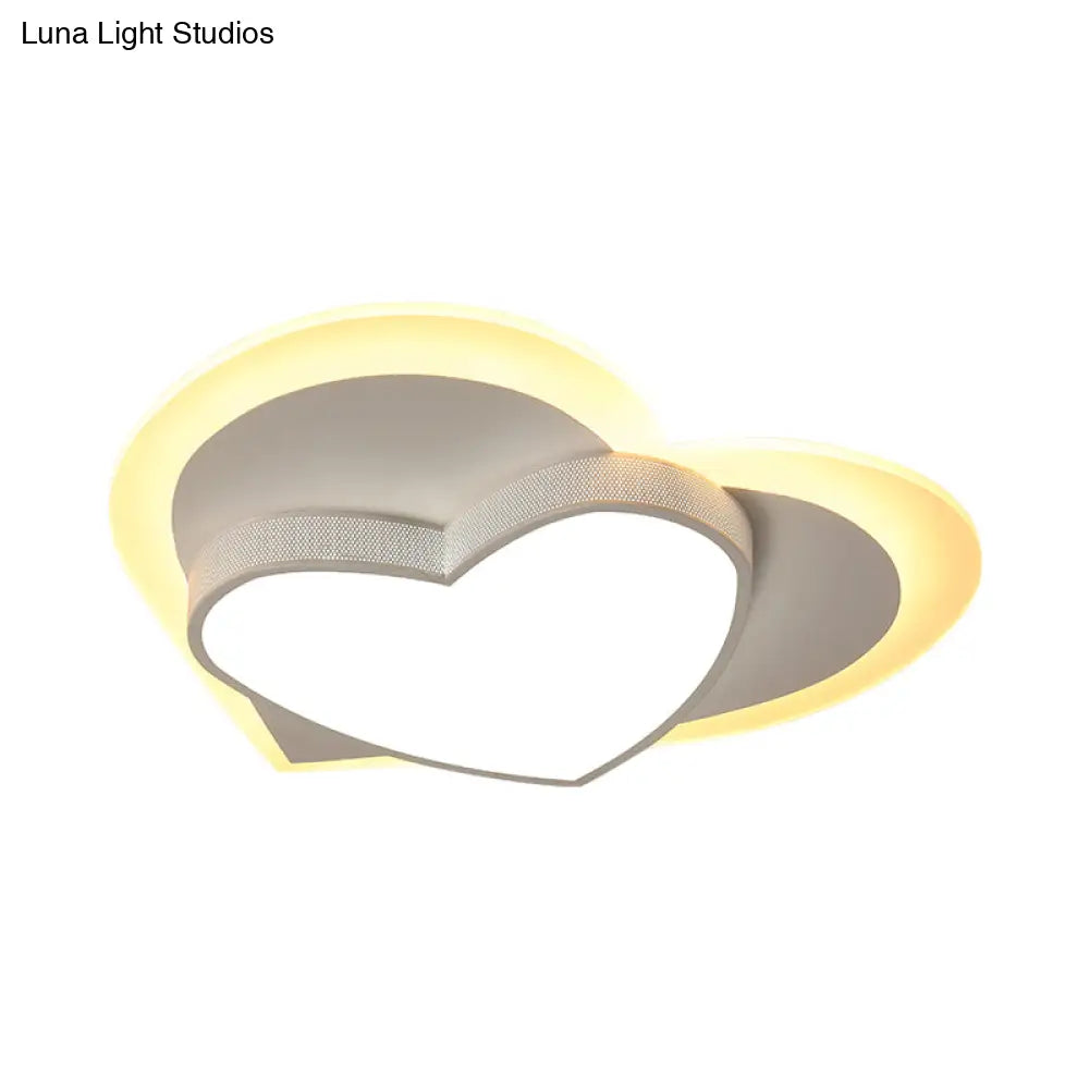 DecorBites™ DecorBites™ Pastel Heart Flush Light: Acrylic LED Ceiling Mount for Macaron Lovers (White/Pink/Yellow)