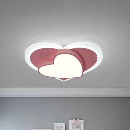 DecorBites™ DecorBites™ Pastel Heart Flush Light: Acrylic LED Ceiling Mount for Macaron Lovers (White/Pink/Yellow)