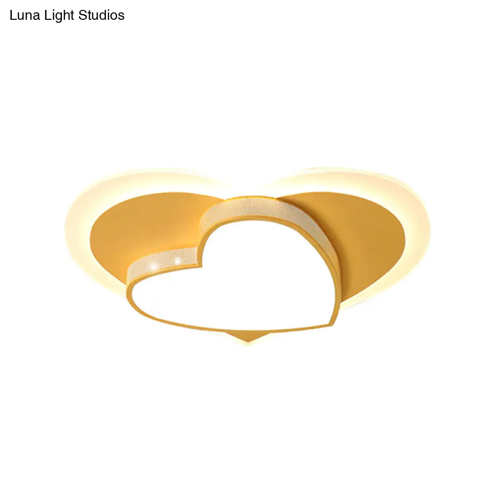 DecorBites™ DecorBites™ Pastel Heart Flush Light: Acrylic LED Ceiling Mount for Macaron Lovers (White/Pink/Yellow)