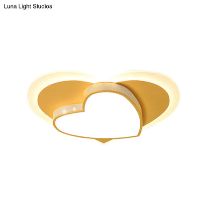 DecorBites™ DecorBites™ Pastel Heart Flush Light: Acrylic LED Ceiling Mount for Macaron Lovers (White/Pink/Yellow)