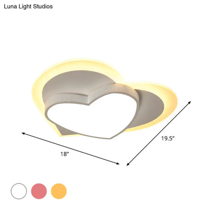 DecorBites™ DecorBites™ Pastel Heart Flush Light: Acrylic LED Ceiling Mount for Macaron Lovers (White/Pink/Yellow)