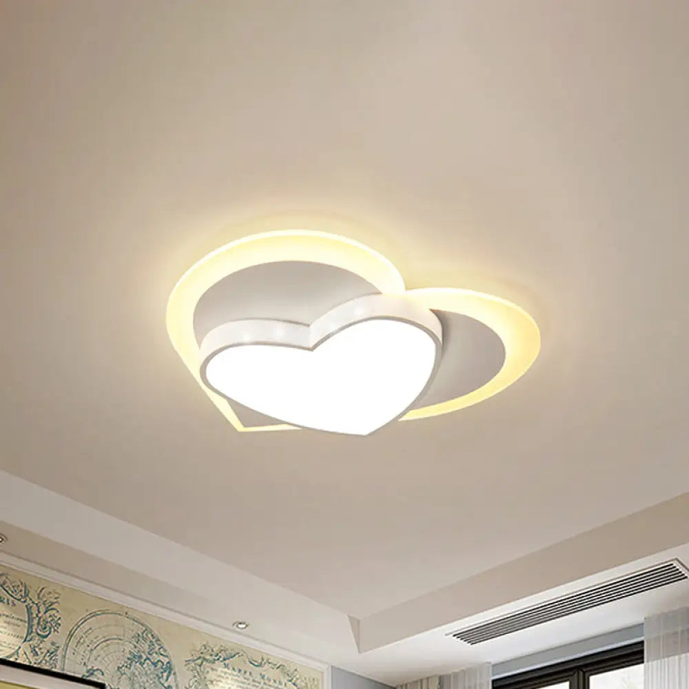 DecorBites™ DecorBites™ Pastel Heart Flush Light: Acrylic LED Ceiling Mount for Macaron Lovers (White/Pink/Yellow)