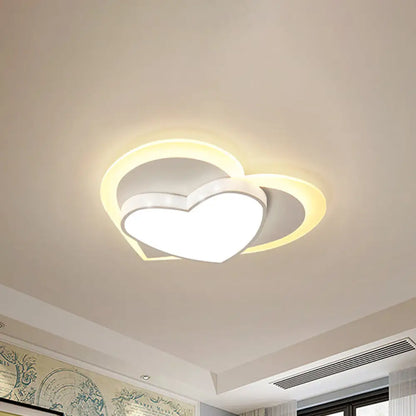 DecorBites™ DecorBites™ Pastel Heart Flush Light: Acrylic LED Ceiling Mount for Macaron Lovers (White/Pink/Yellow)
