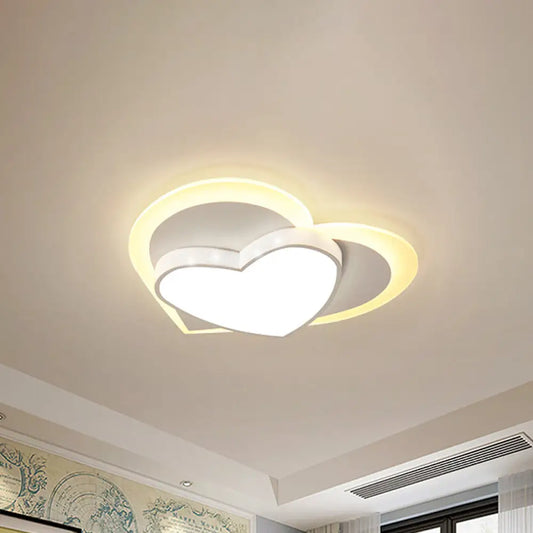 DecorBites™ DecorBites™ Pastel Heart Flush Light: Acrylic LED Ceiling Mount for Macaron Lovers (White/Pink/Yellow)