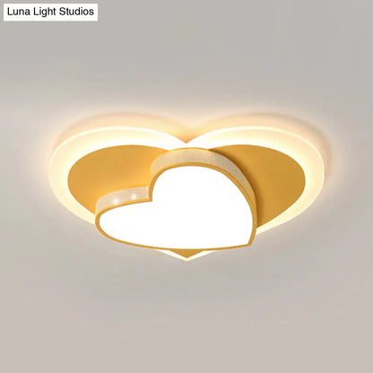 DecorBites™ DecorBites™ Pastel Heart Flush Light: Acrylic LED Ceiling Mount for Macaron Lovers (White/Pink/Yellow)