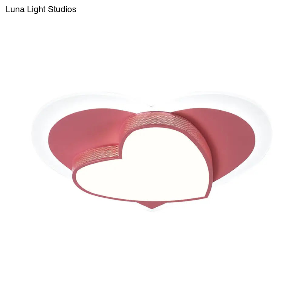 DecorBites™ DecorBites™ Pastel Heart Flush Light: Acrylic LED Ceiling Mount for Macaron Lovers (White/Pink/Yellow)