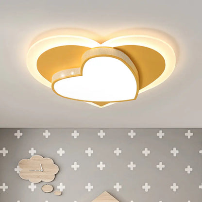 DecorBites™ DecorBites™ Pastel Heart Flush Light: Acrylic LED Ceiling Mount for Macaron Lovers (White/Pink/Yellow)