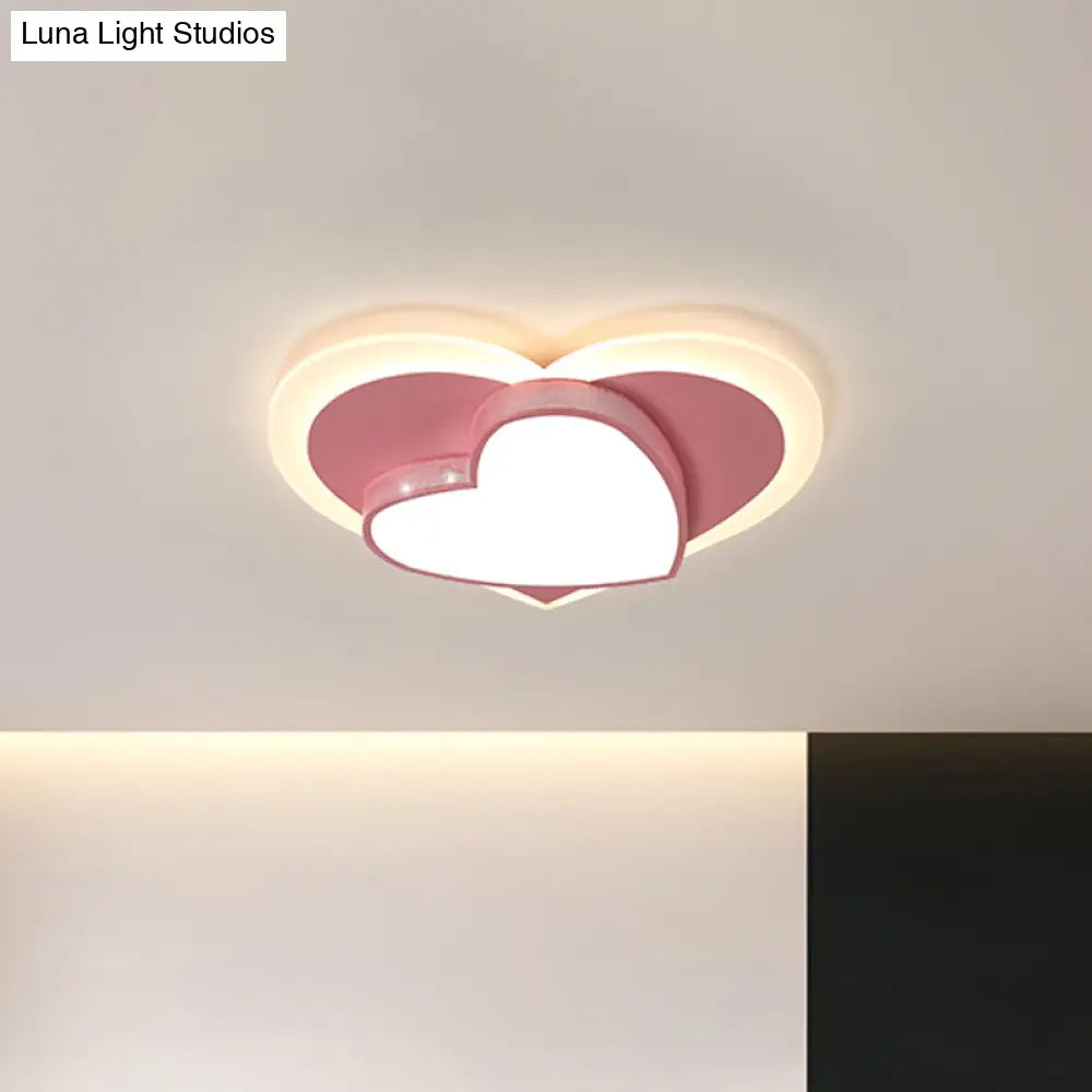 DecorBites™ DecorBites™ Pastel Heart Flush Light: Acrylic LED Ceiling Mount for Macaron Lovers (White/Pink/Yellow)