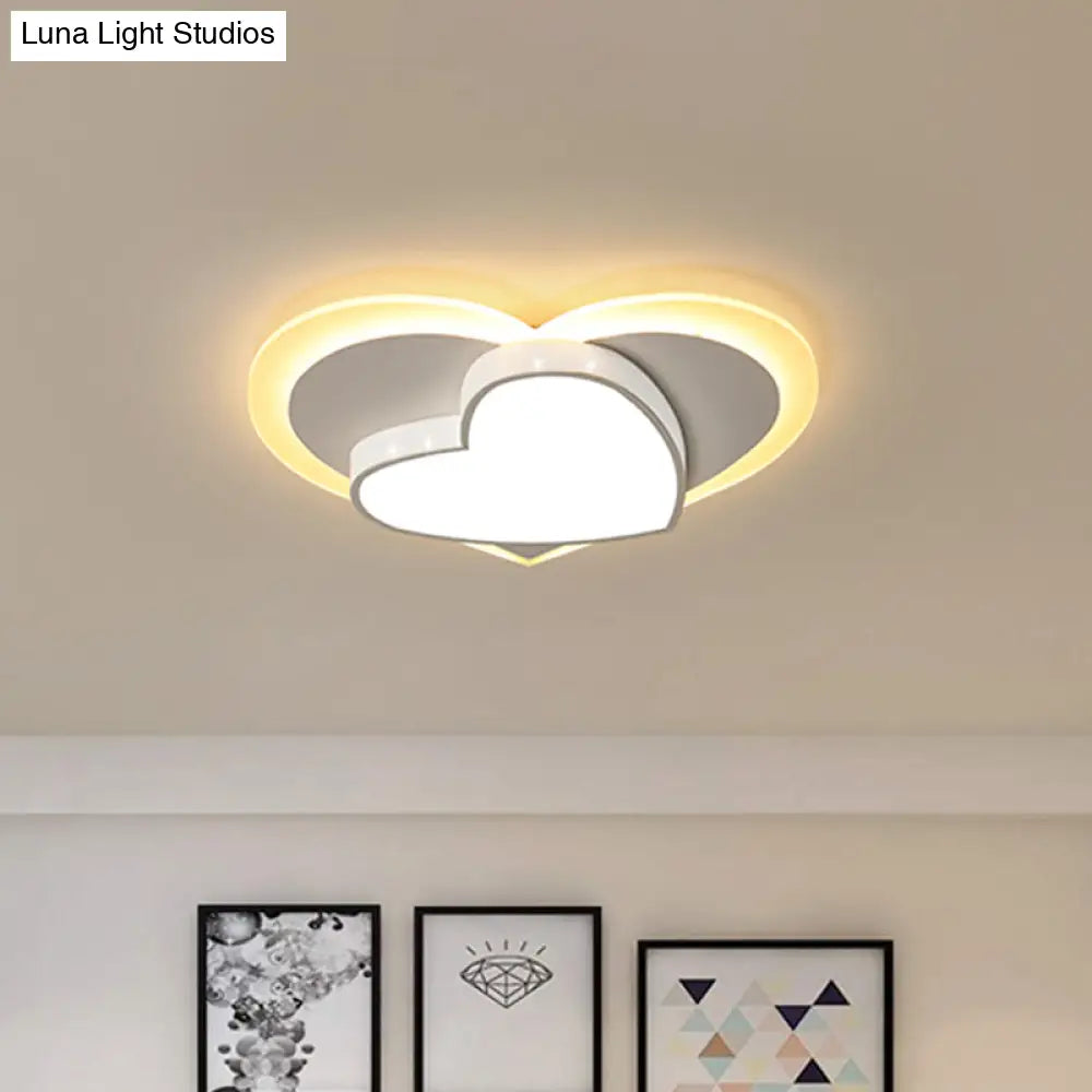 DecorBites™ DecorBites™ Pastel Heart Flush Light: Acrylic LED Ceiling Mount for Macaron Lovers (White/Pink/Yellow)