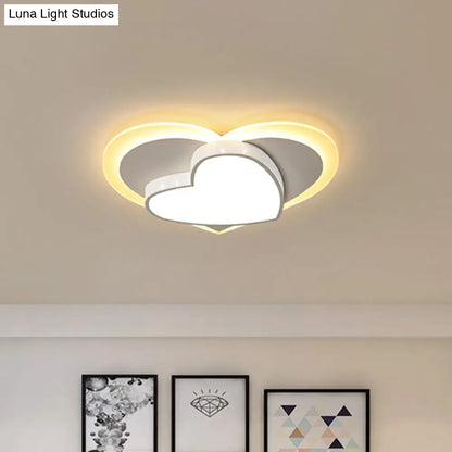 DecorBites™ DecorBites™ Pastel Heart Flush Light: Acrylic LED Ceiling Mount for Macaron Lovers (White/Pink/Yellow)