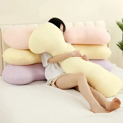Soft pastel yellow bone-shaped plush pillow with smooth fluffy texture for decorbites ice cream wavy plush pillow decor