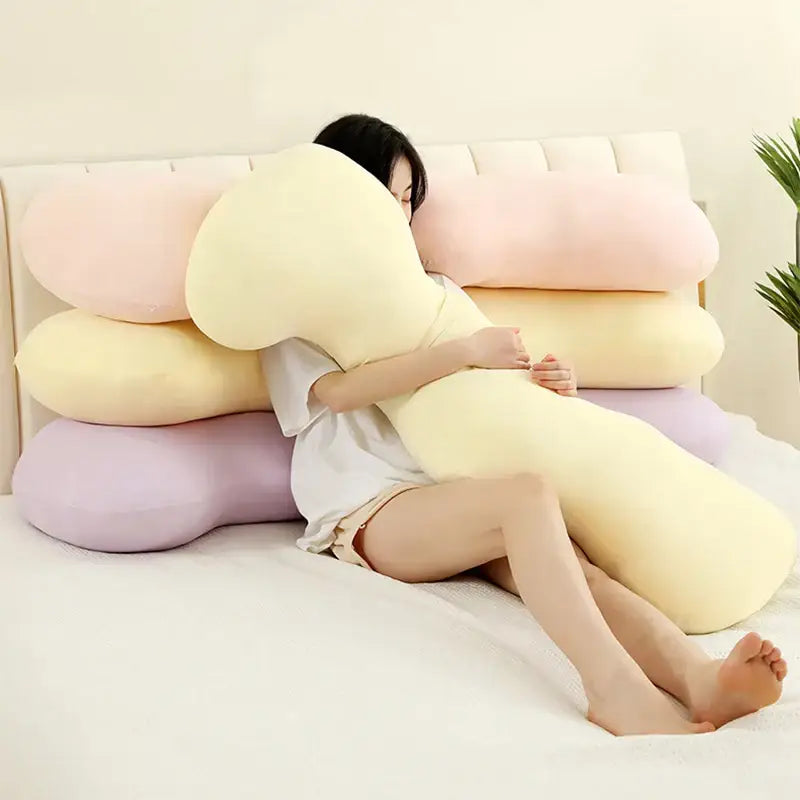 Soft pastel yellow bone-shaped plush pillow with smooth fluffy texture for decorbites ice cream wavy plush pillow decor