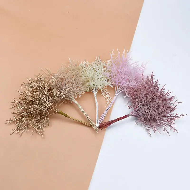 A set of five decorbites 10pcs artificial plants featuring metallic gold cream soft pink and dusty rose decorative branches