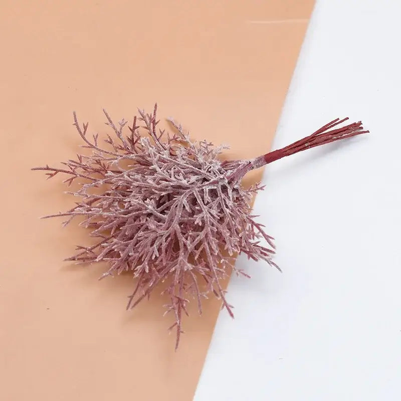 Delicate frost-dusted artificial plants in muted rose and burgundy tones from decorbites 10pcs artificial set for living room decor