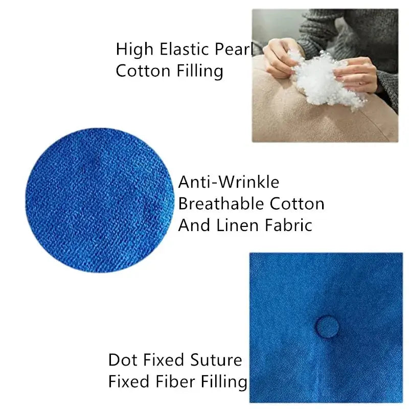 Pastel linen round floor cushion in blue breathable cotton and linen with high elastic pearl cotton filling for meditation decorbites linen round