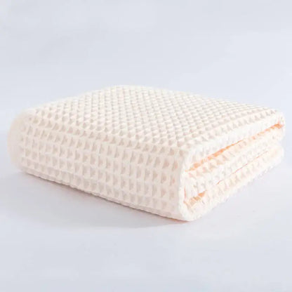 Pastel multi color cotton waffle bath towel set featuring a soft off-white decorbites cotton waffle bath towel with textured grid pattern