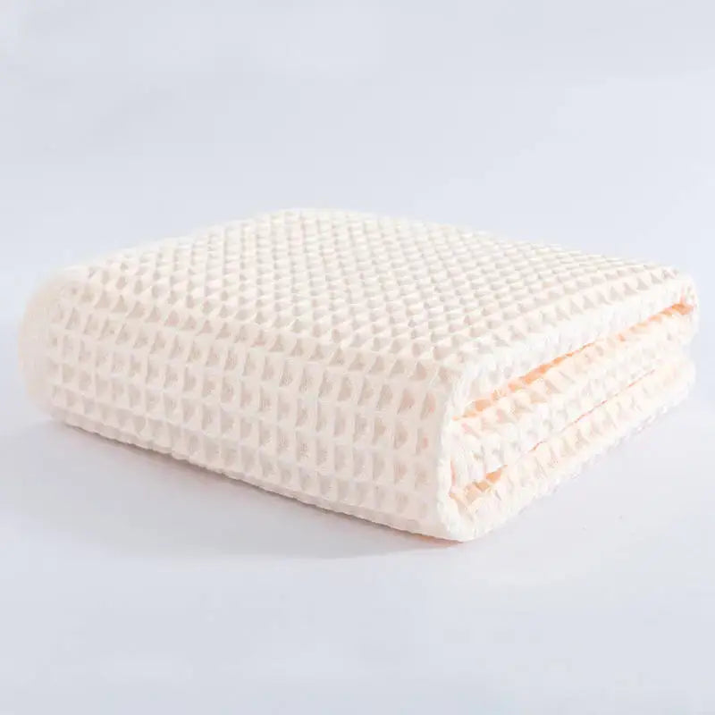 Pastel multi color cotton waffle bath towel set featuring a soft off-white decorbites cotton waffle bath towel with textured grid pattern