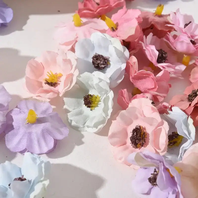 Pastel pink and lavender mini daisy artificial flowers with soft petals and yellow centers for decorbites mini daisy wedding decor