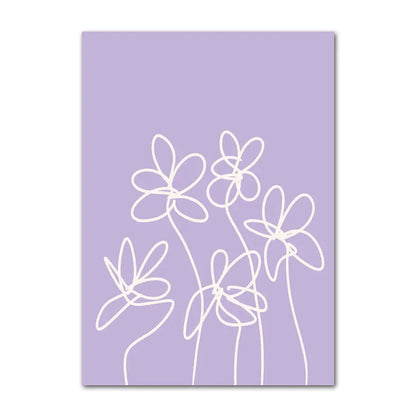 Pastel Purple Smiley Flower Canvas Wall Art - Posters