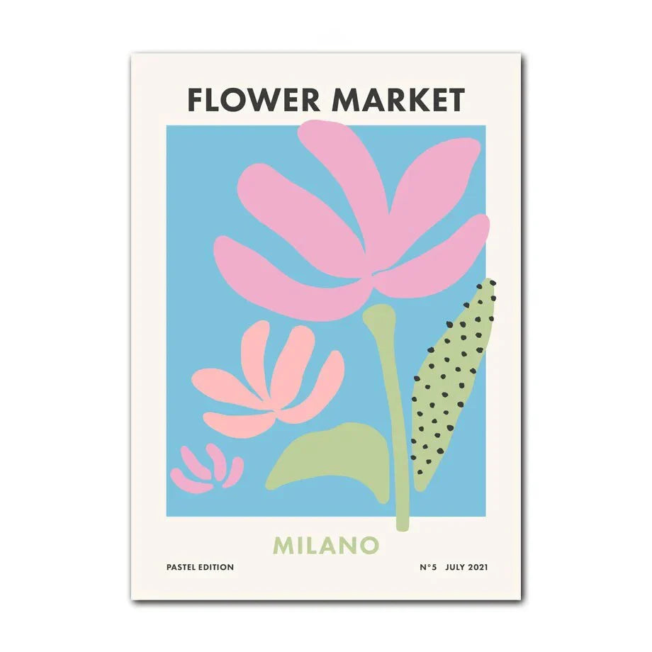 Pastel Smiley Flower Canvas Art Print - Posters