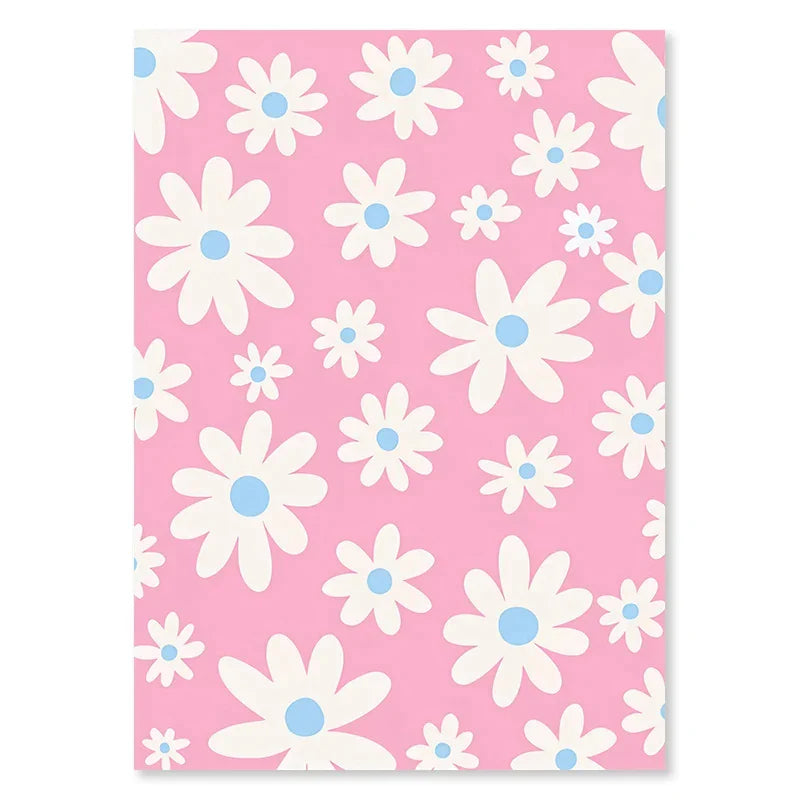 Pastel Smiley Flower Canvas Wall Art - Posters