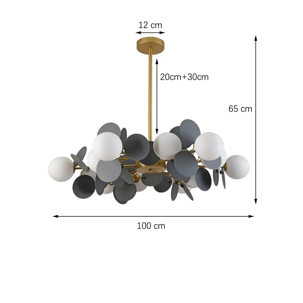 Modern chandelier with gold metal frame and white gray glass spheres featuring decorbites colorful chandelier pendant lamp