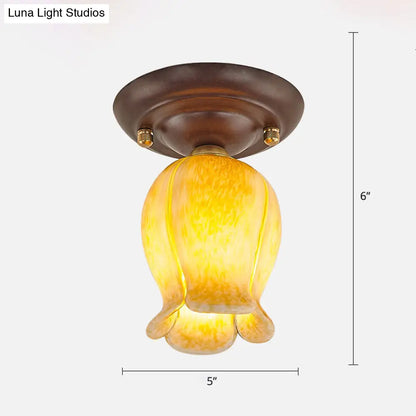 DecorBites™ DecorBites™ Pastoral Glass Ceiling Light Fixture - Coffee Finish, 1-Bulb Semi Flush