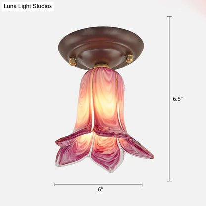 DecorBites™ DecorBites™ Pastoral Glass Ceiling Light Fixture - Coffee Finish, 1-Bulb Semi Flush