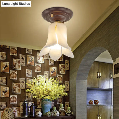 DecorBites™ DecorBites™ Pastoral Glass Ceiling Light Fixture - Coffee Finish, 1-Bulb Semi Flush