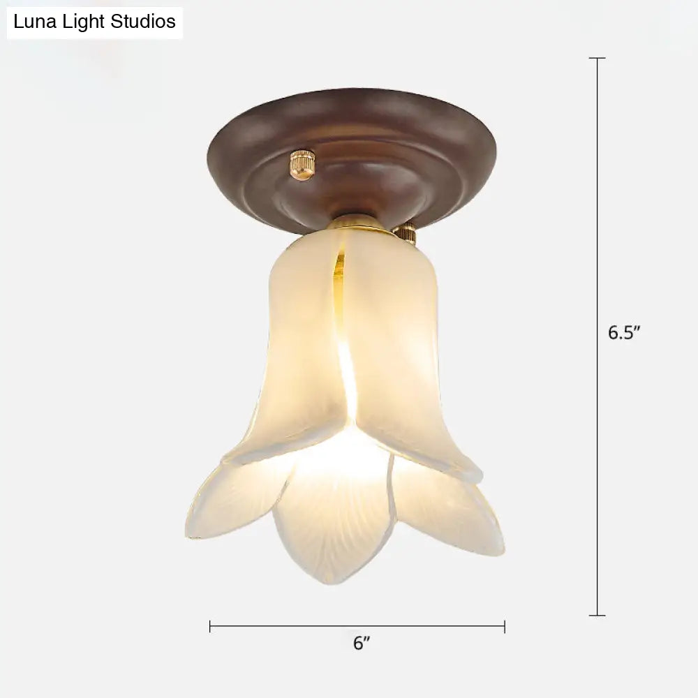 DecorBites™ DecorBites™ Pastoral Glass Ceiling Light Fixture - Coffee Finish, 1-Bulb Semi Flush