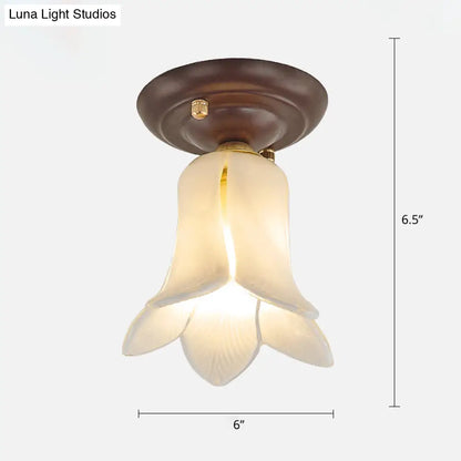 DecorBites™ DecorBites™ Pastoral Glass Ceiling Light Fixture - Coffee Finish, 1-Bulb Semi Flush