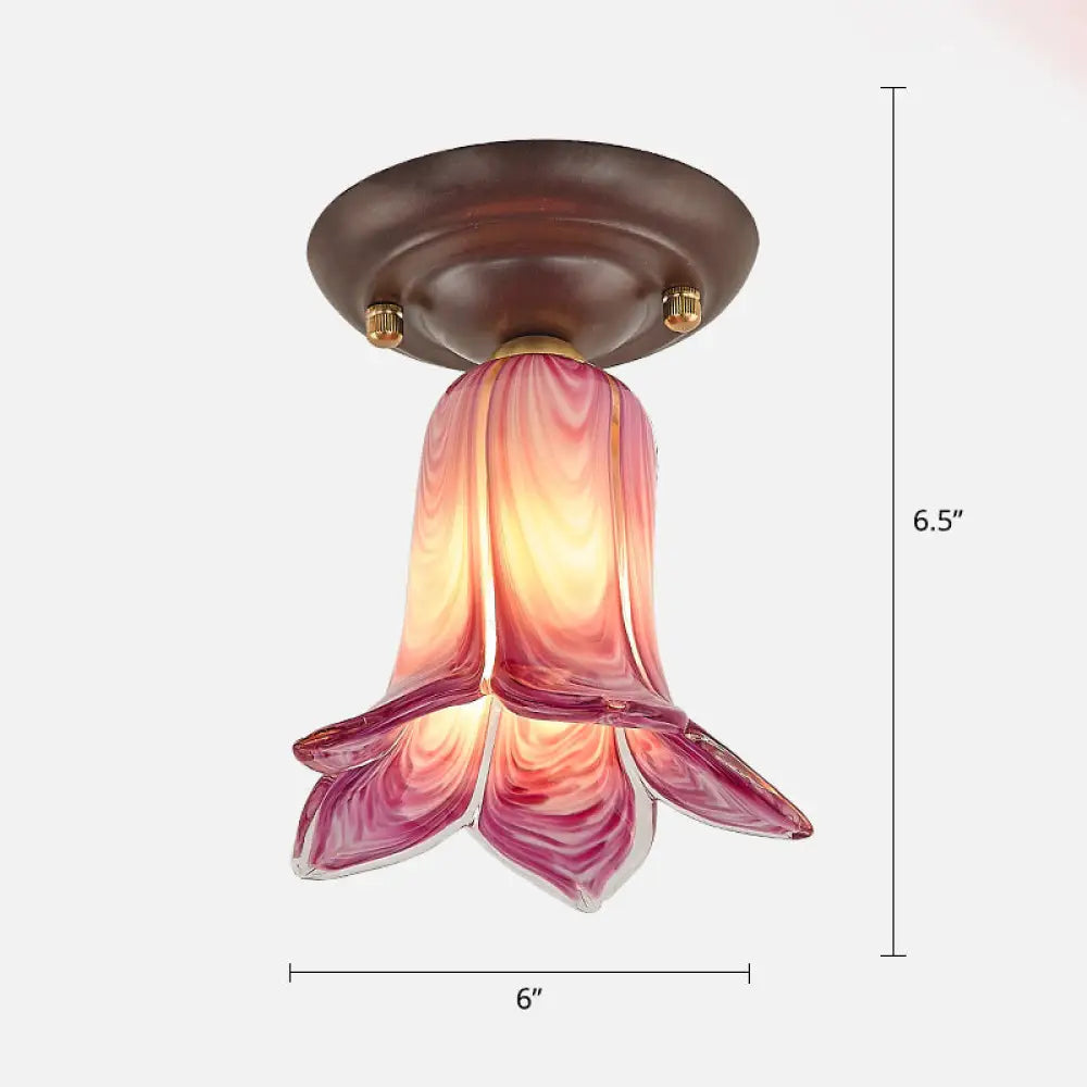DecorBites™ DecorBites™ Pastoral Glass Ceiling Light Fixture - Coffee Finish, 1-Bulb Semi Flush