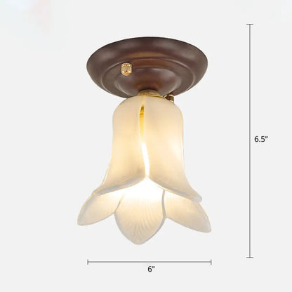 DecorBites™ DecorBites™ Pastoral Glass Ceiling Light Fixture - Coffee Finish, 1-Bulb Semi Flush