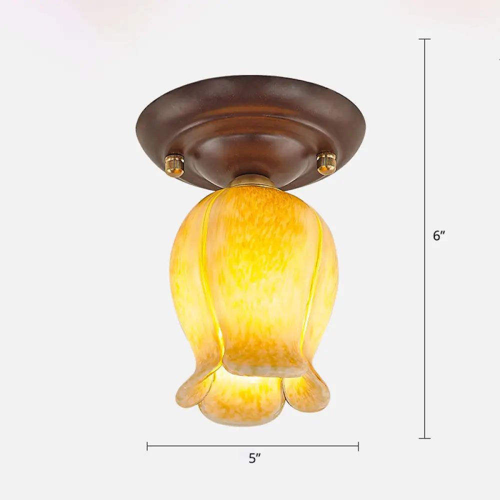 DecorBites™ DecorBites™ Pastoral Glass Ceiling Light Fixture - Coffee Finish, 1-Bulb Semi Flush
