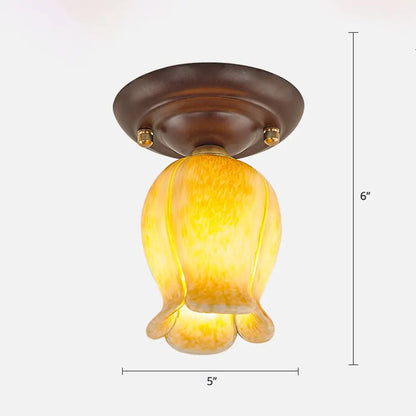 DecorBites™ DecorBites™ Pastoral Glass Ceiling Light Fixture - Coffee Finish, 1-Bulb Semi Flush