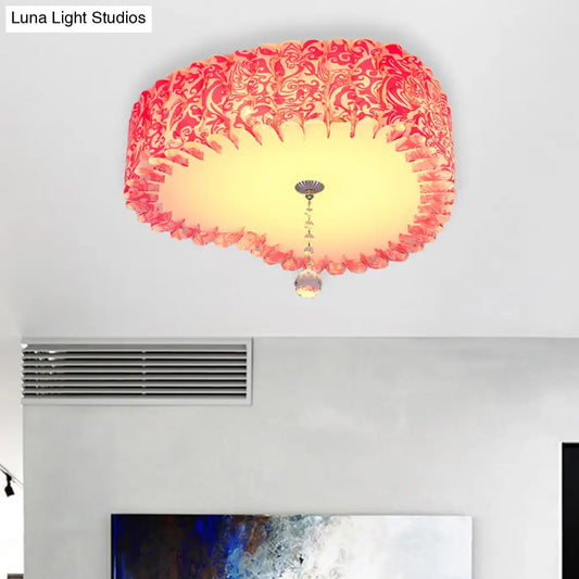 DecorBites™ DecorBites™ Pastoral Pink Acrylic LED Flushmount with Loving Heart and Crystal Ball – Warm/3 Color Lighting