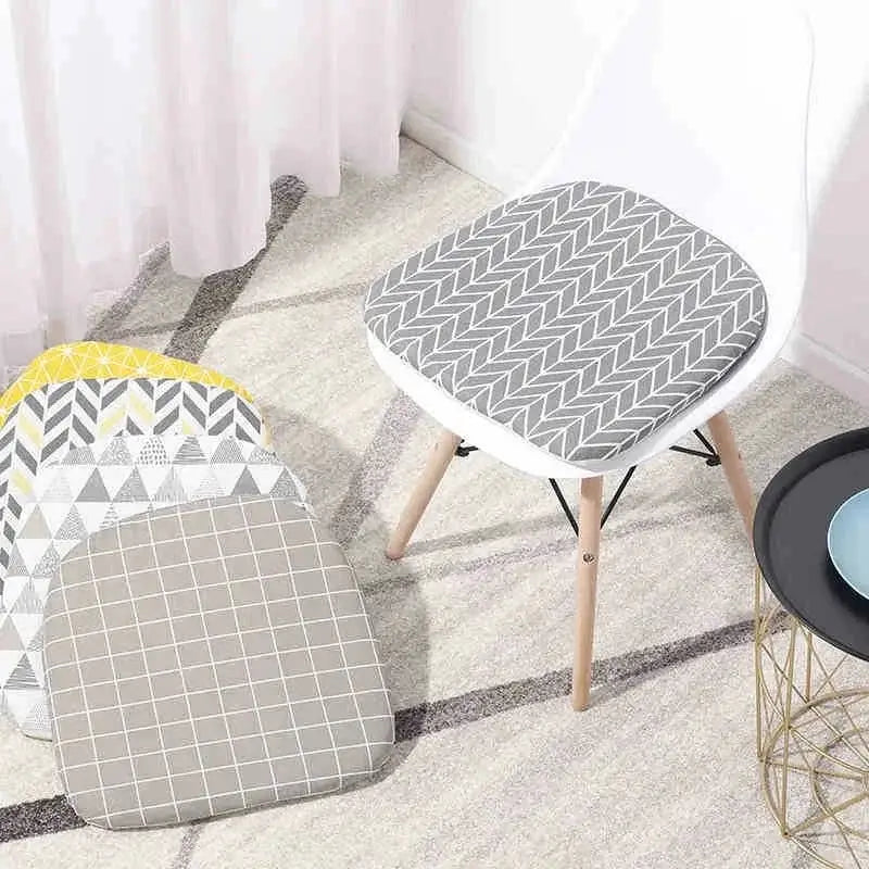 Gray patterned cotton hemp chair cushion with geometric chevron pattern for dining chair decorbites cotton hemp