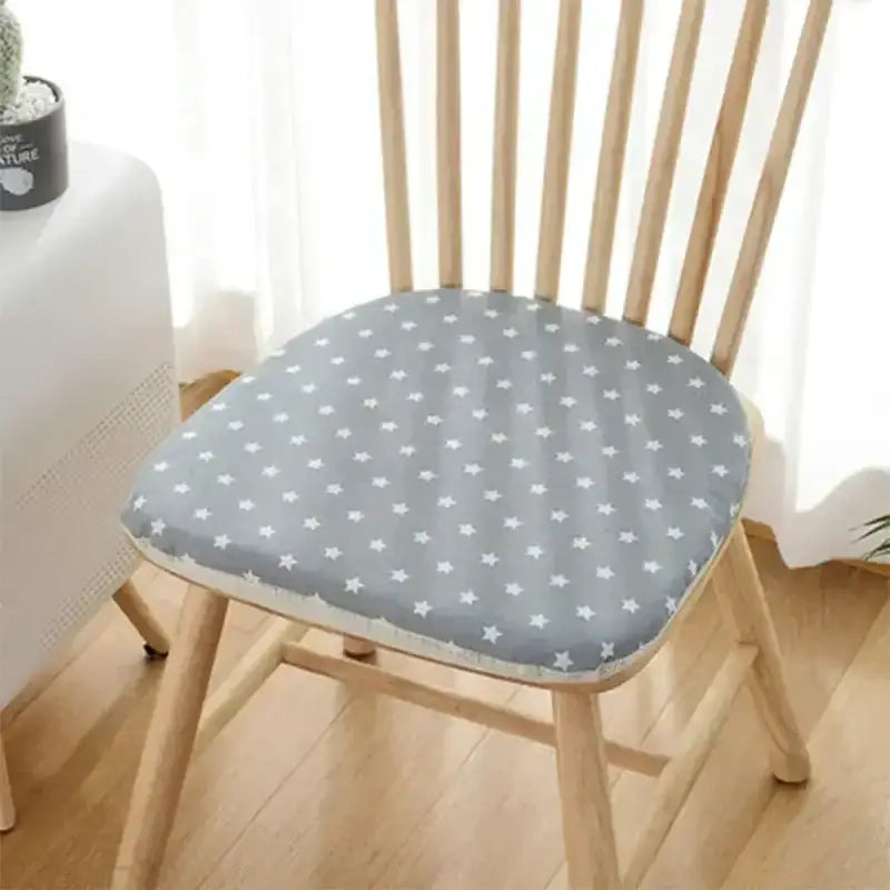 Gray star patterned dining chair cushion made of soft padded decorbites cotton hemp for comfortable seating