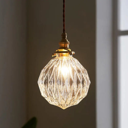 Pauline - Modern Industrial Sphere Ceiling Light Single Clear Glass Hanging Pendant Light for Living Room