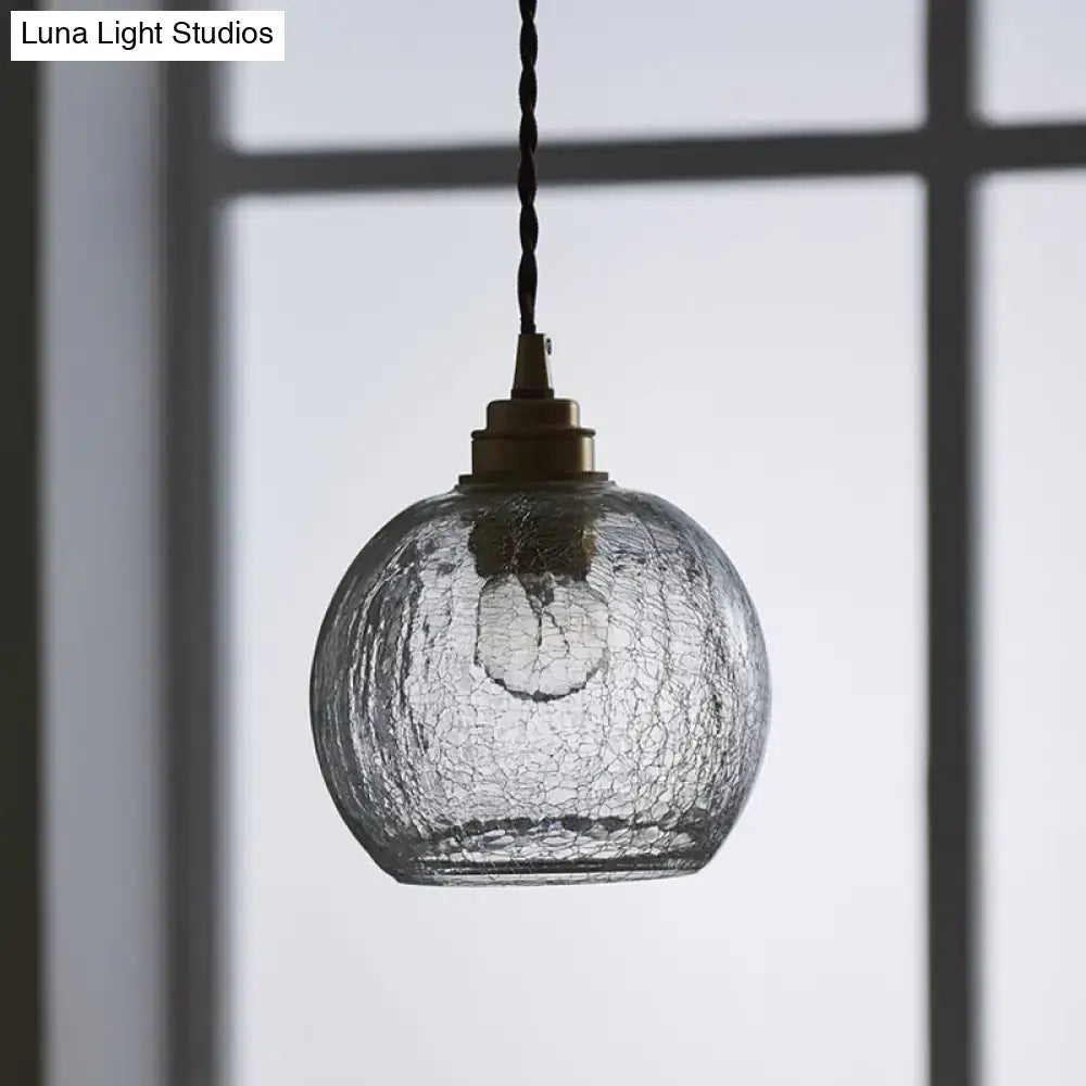 DecorBites™ pauline modern industrial ceiling light with clear textured glass sphere and brass metal fixture for living room