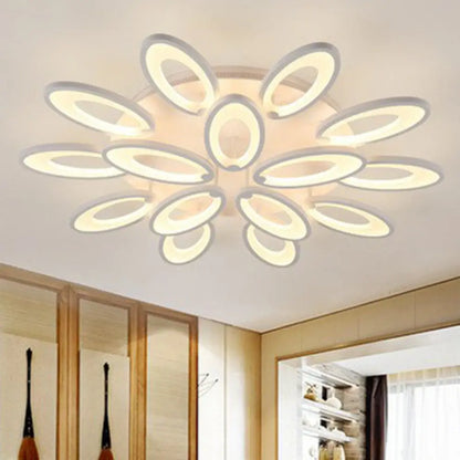 DecorBites™ DecorBites™ Peacock Ceiling Mounted LED Light: Minimalist Acrylic Semi Flush Mount for Living Room in White