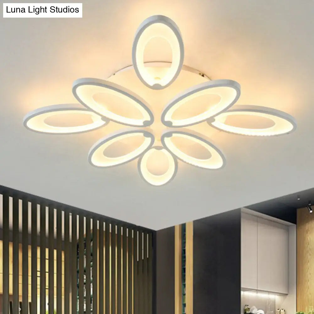 DecorBites™ DecorBites™ Peacock Ceiling Mounted LED Light: Minimalist Acrylic Semi Flush Mount for Living Room in White