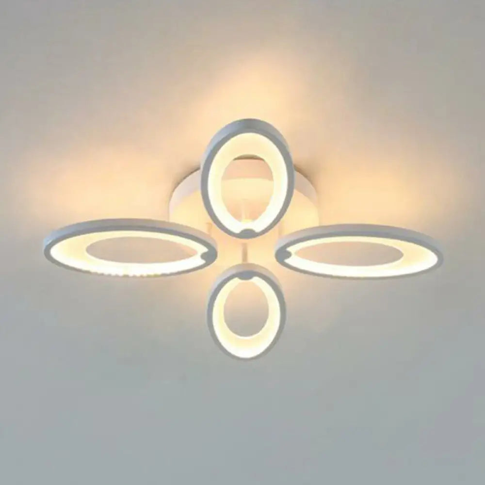 DecorBites™ DecorBites™ Peacock Ceiling Mounted LED Light: Minimalist Acrylic Semi Flush Mount for Living Room in White