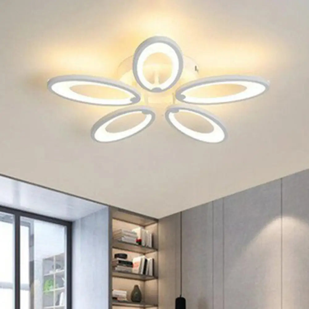 DecorBites™ DecorBites™ Peacock Ceiling Mounted LED Light: Minimalist Acrylic Semi Flush Mount for Living Room in White