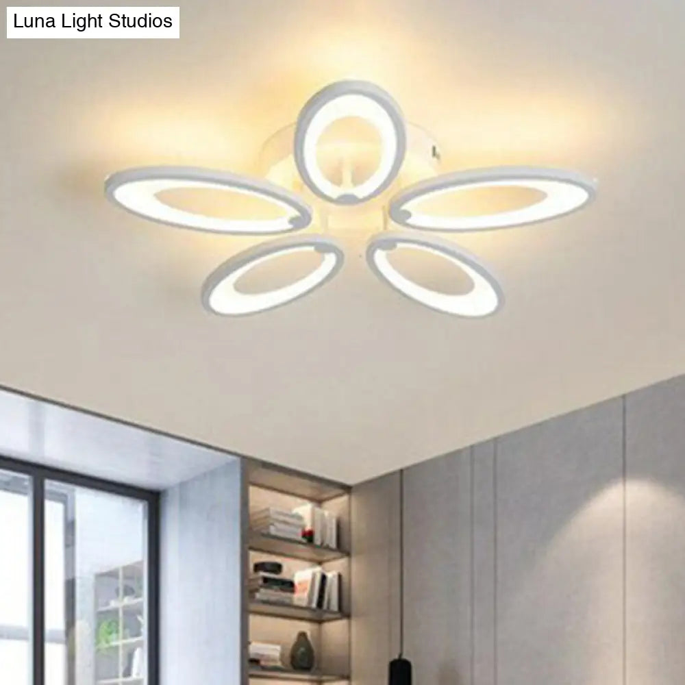 DecorBites™ DecorBites™ Peacock Ceiling Mounted LED Light: Minimalist Acrylic Semi Flush Mount for Living Room in White
