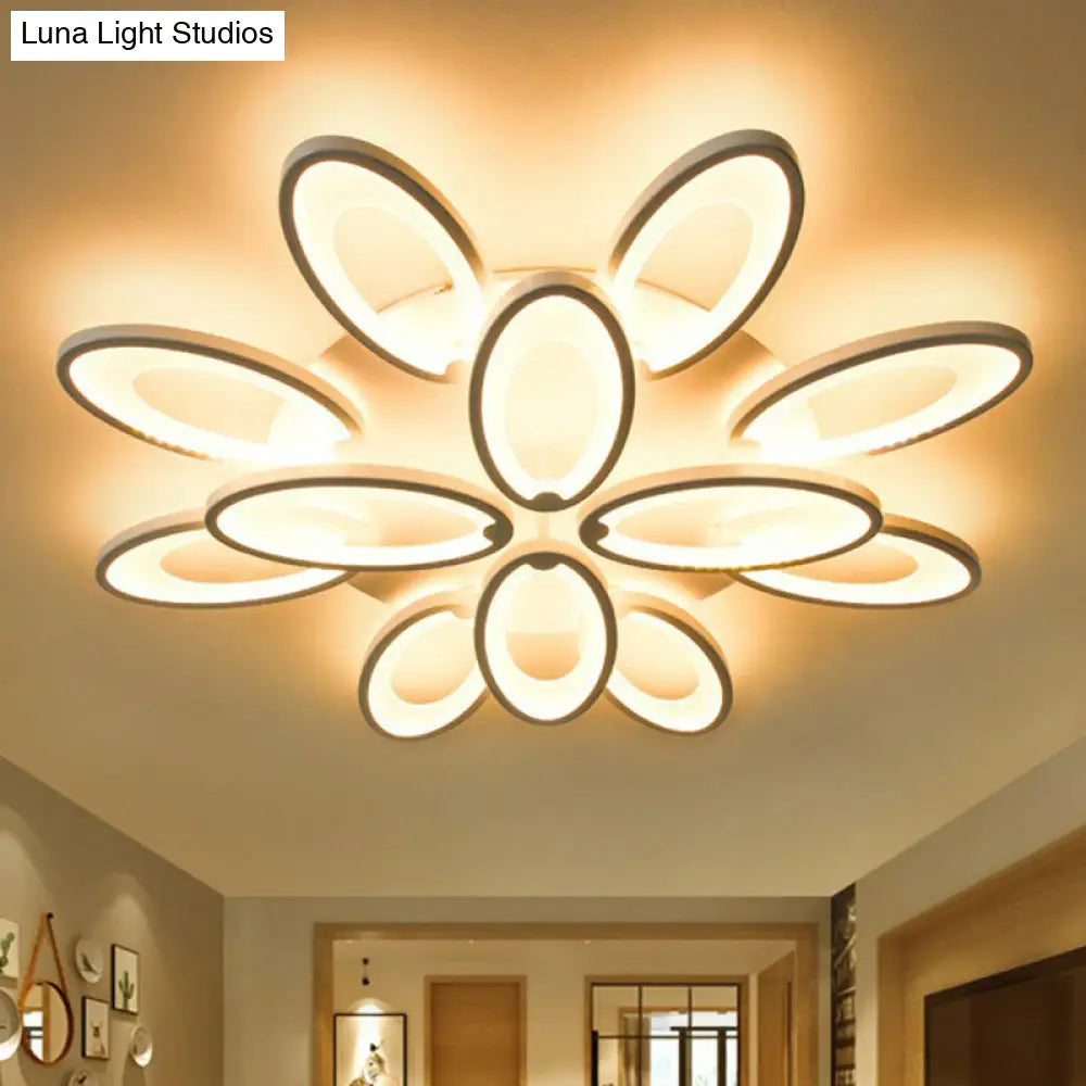 DecorBites™ DecorBites™ Peacock Ceiling Mounted LED Light: Minimalist Acrylic Semi Flush Mount for Living Room in White